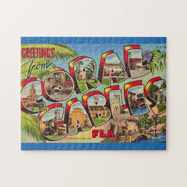 Coral Gables Florida Greeting Jigsaw Puzzle (Horizontal)