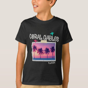 Coral Gables Florida Retro Surfer Vintage Beach Fo T-Shirt