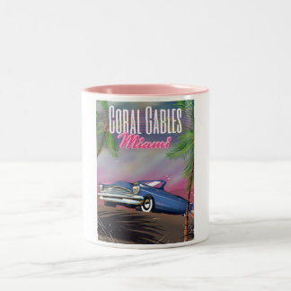 Coral Gables Florida USA 80s travel poster Two-Tone Coffee Mug