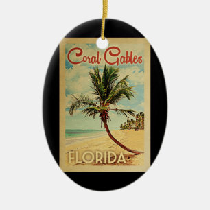 Coral Gables Palm Tree Vintage Travel Ceramic Tree Decoration