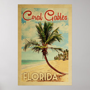 Coral Gables Palm Tree Vintage Travel Poster