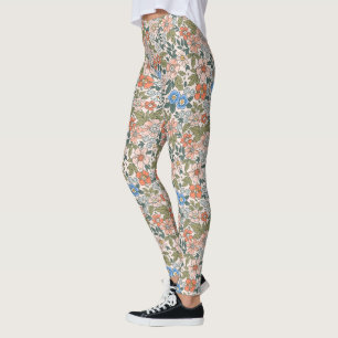 Coral Garden Flower Pattern Leggings