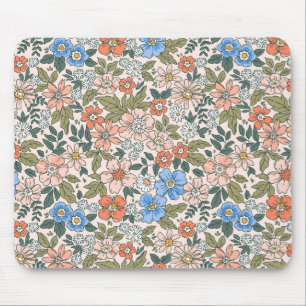 Coral Garden Flower Pattern Mouse Mat