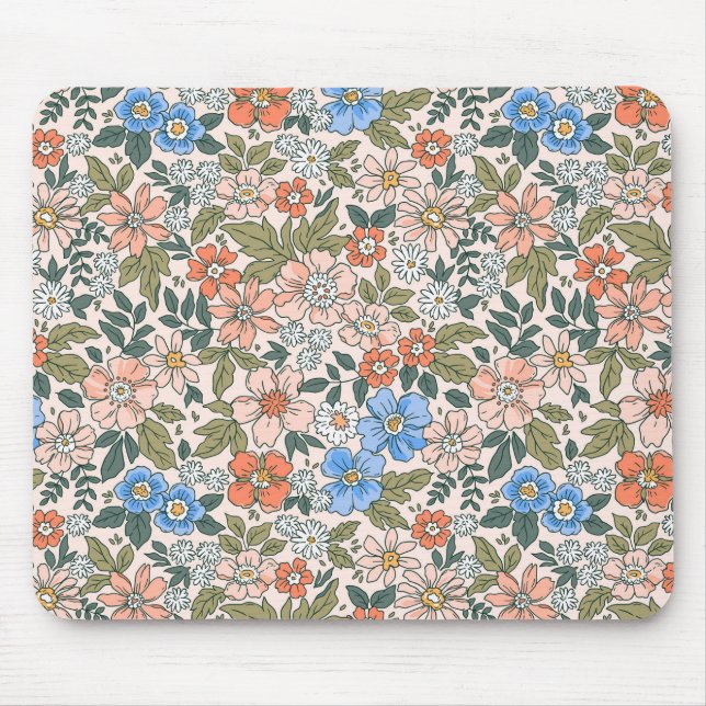 Coral Garden Flower Pattern Mouse Mat (Front)