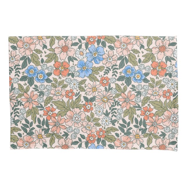 Coral Garden Flower Pattern Pillowcase (Front)