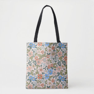 Coral Garden Flower Pattern Tote Bag