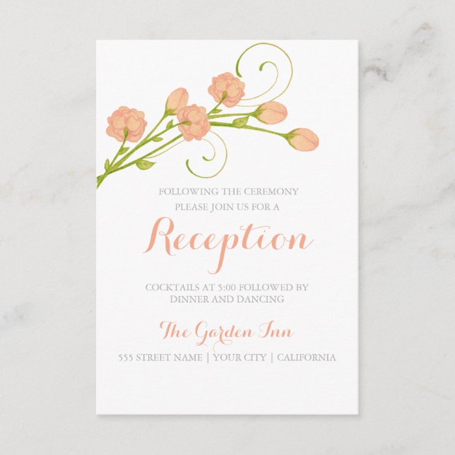 Coral Garden Roses - Reception Card (Front)