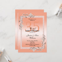 Coral Gem & Glitter 35th Wedding Anniversary  Inv