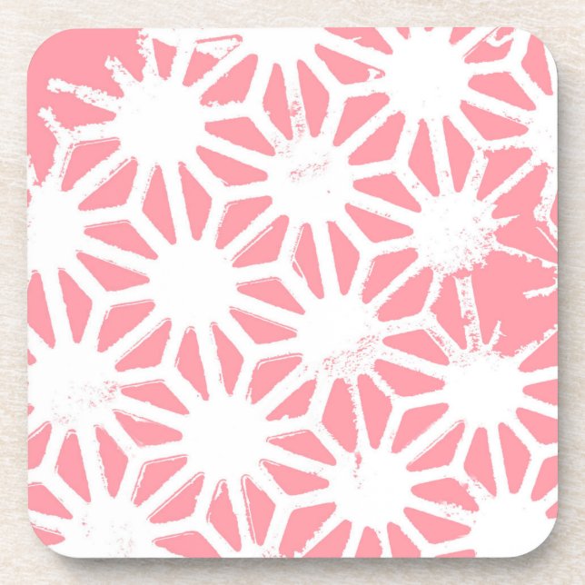 Coral geometric pattern coaster (Front)