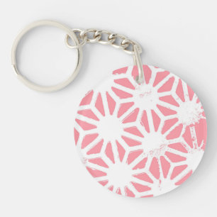 Coral geometric pattern key ring