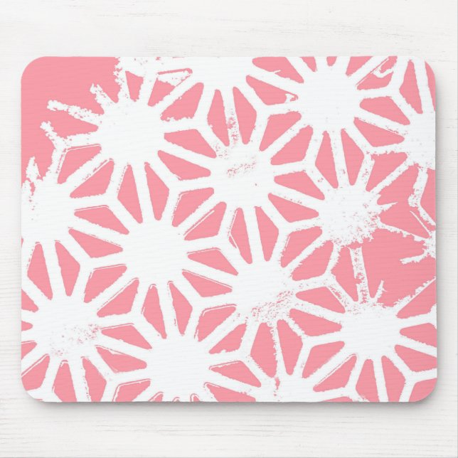Coral geometric pattern mouse mat (Front)