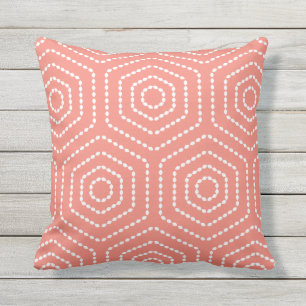 Coral Geometric Pattern Outdoor Pillows