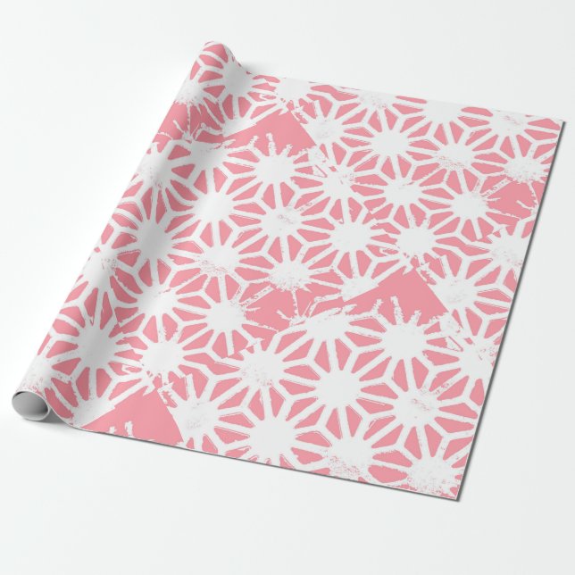 Coral geometric pattern wrapping paper (Unrolled)