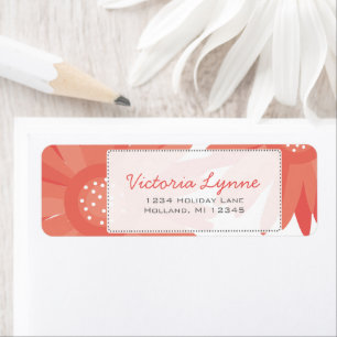 Coral Gerber Flowers Return Address Label