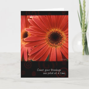 Coral Gerbera with Quote, by Anna Wight Card