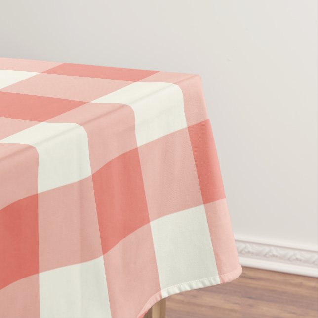 Coral Gingham / Buffalo Check Tablecloth (In Situ)
