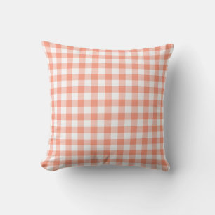 Coral Gingham Pattern Chequered Cushion