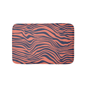 Coral Glamourous Tiger Stripes Animal Print Bath Mat