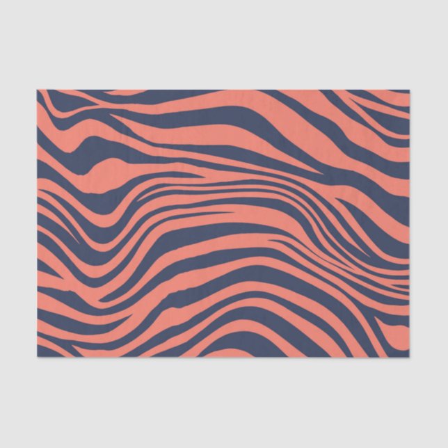 Coral Glamourous Tiger Stripes Animal Print Tissue Paper (Front)