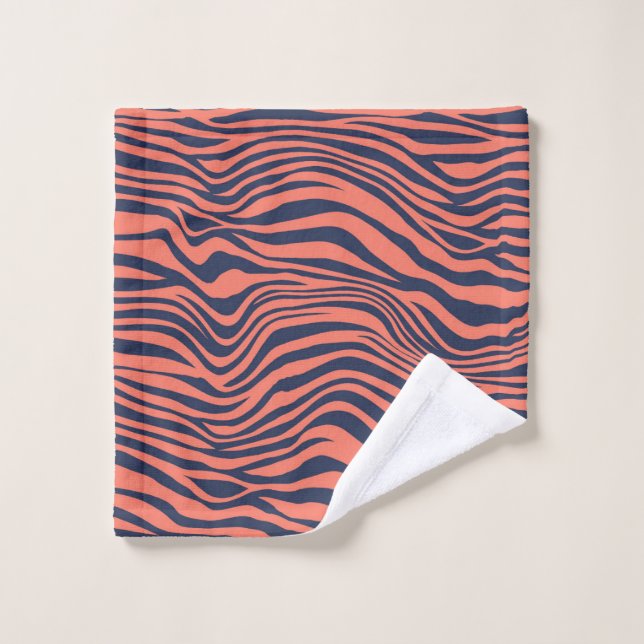 Coral Glamourous Tiger Stripes Animal Print Wash Cloth (Wash Cloth)