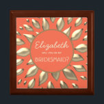 Coral Gold Bridesmaid Proposal Box<br><div class="desc">Simple,  modern,  elegant,  coral Bridesmaid proposal box with abstract faux gold sun shaped ornament. Perfect choice for contemporary summer weddings!</div>