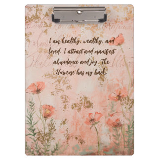 Coral Gold Floral Design Clipboard