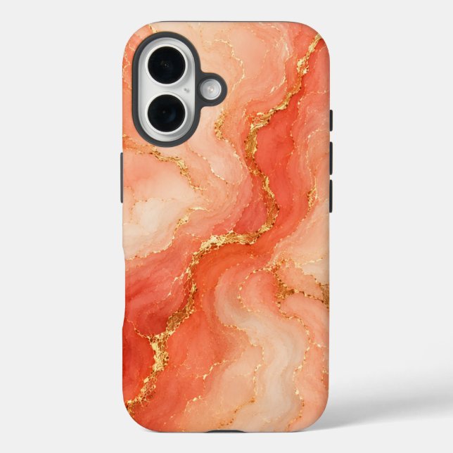 Coral Gold Marble River Abstract Case-Mate iPhone Case (Back)