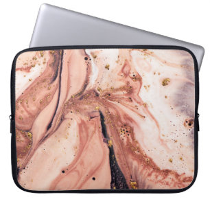 Coral Gold Marbling: Natural Pattern Laptop Sleeve
