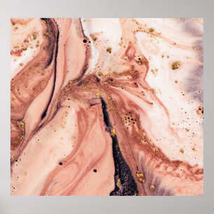 Coral Gold Marbling: Natural Pattern Poster
