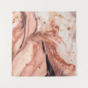 Coral Gold Marbling: Natural Pattern Tapestry