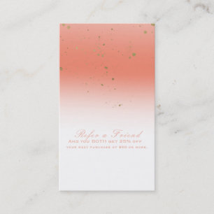 Coral Gold Modern Glam Chic Refer a Friend Referral Card