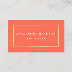 Coral Gold Modern Minimalist Professional Elegant Business Card