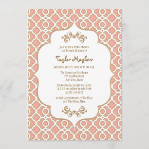 Coral Gold Moroccan Bridal Shower Invites