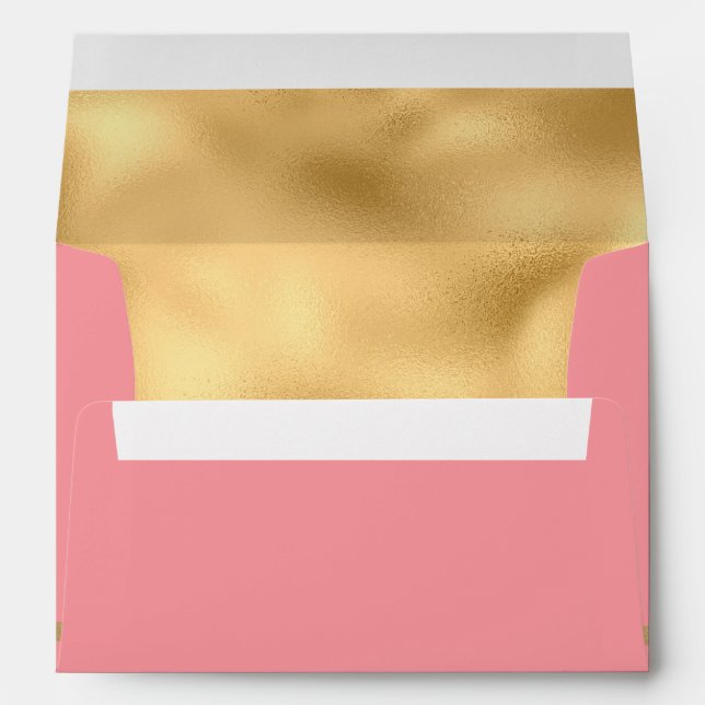 Coral & Gold Wedding Envelope (Back (Bottom))