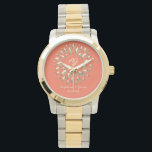 Coral Gold Wedding Favor Watch<br><div class="desc">Modern Coral and Gold Sun Monogram Wedding Favor Watch   - with  initials of Bride and Groom.
Simple,  stylish,   unique. All graphic elements are free for change,  move or remove - enjoy and make your best combination!</div>