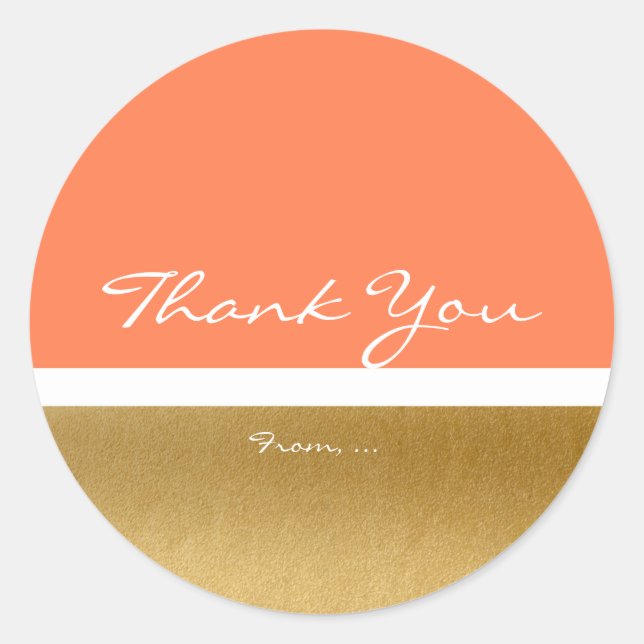 Coral & Gold White Modern Elegant Chic Sticker (Front)