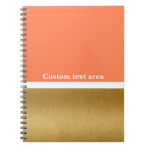 Coral & Gold & White Modern Glam Journal Notebook