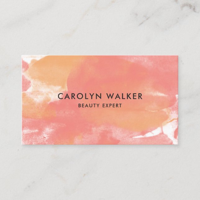 Coral Golden Ochre Watercolor Business Card (Front)