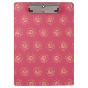 Coral Golden Zinnia Flower Medallions Clipboard