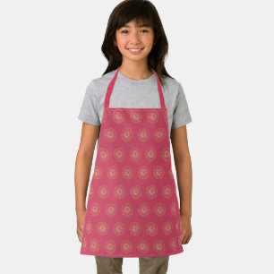 Coral   Golden Zinnia Flower Medallions Kids Apron
