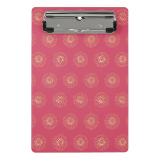 Coral | Golden Zinnia Flower Medallions Mini Clipboard