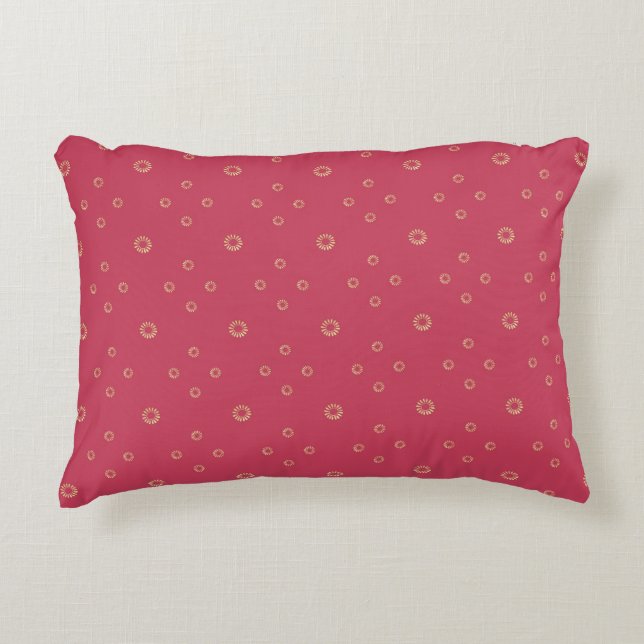 Coral | Golden Zinnia Sun Decorative Cushion (Front)