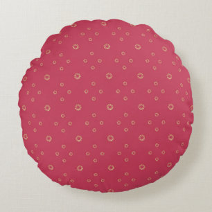 Coral   Golden Zinnia Sun Round Cushion