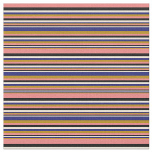 Coral, Goldenrod, Midnight Blue, Bisque & Black Fabric