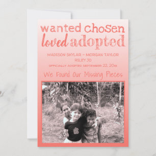Coral Gradient Wanted Chosen Loved Adopted Announcement