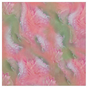 Coral, Grass & Peony-pink Blooms  Fabric
