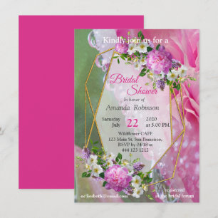 Coral, Grass & Peony-pink Blooms Invitation