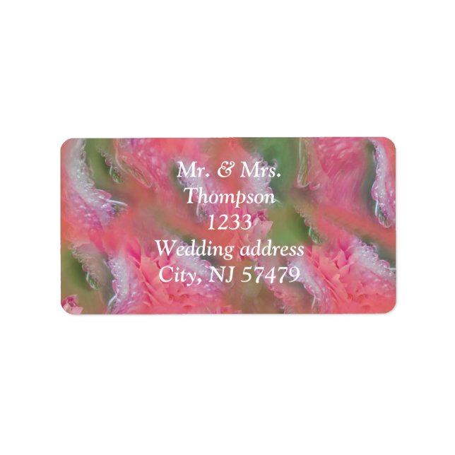 Coral, Grass & Peony-pink Blooms Label (Front)