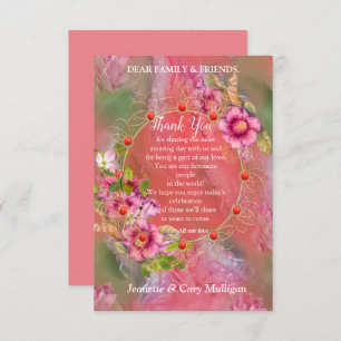 Coral, Grass & Peony-pink Blooms RSVP Card