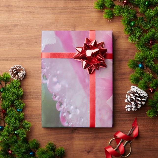 Coral, Grass & Peony-pink Blooms Wrapping Paper (Holiday Gift)